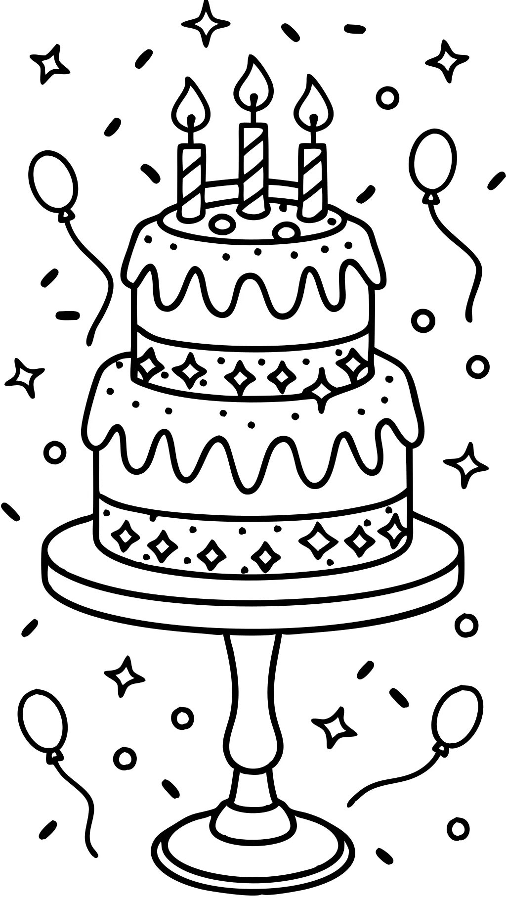 coloring page of a cake